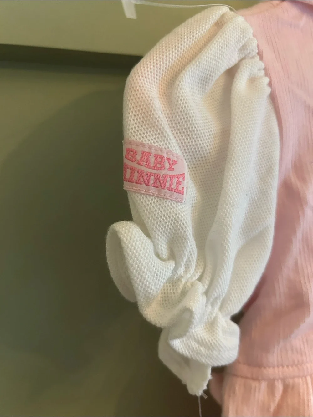 Vintage Disney Pink and White Baby Romper with Minnie Tag